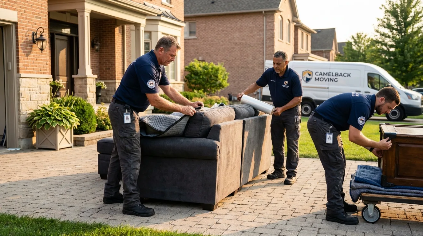 Large estate moving crew wrapping furniture in Hawthorne, CA